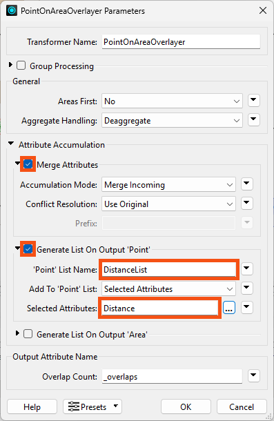 Configuring PointOnAreaOverlayer